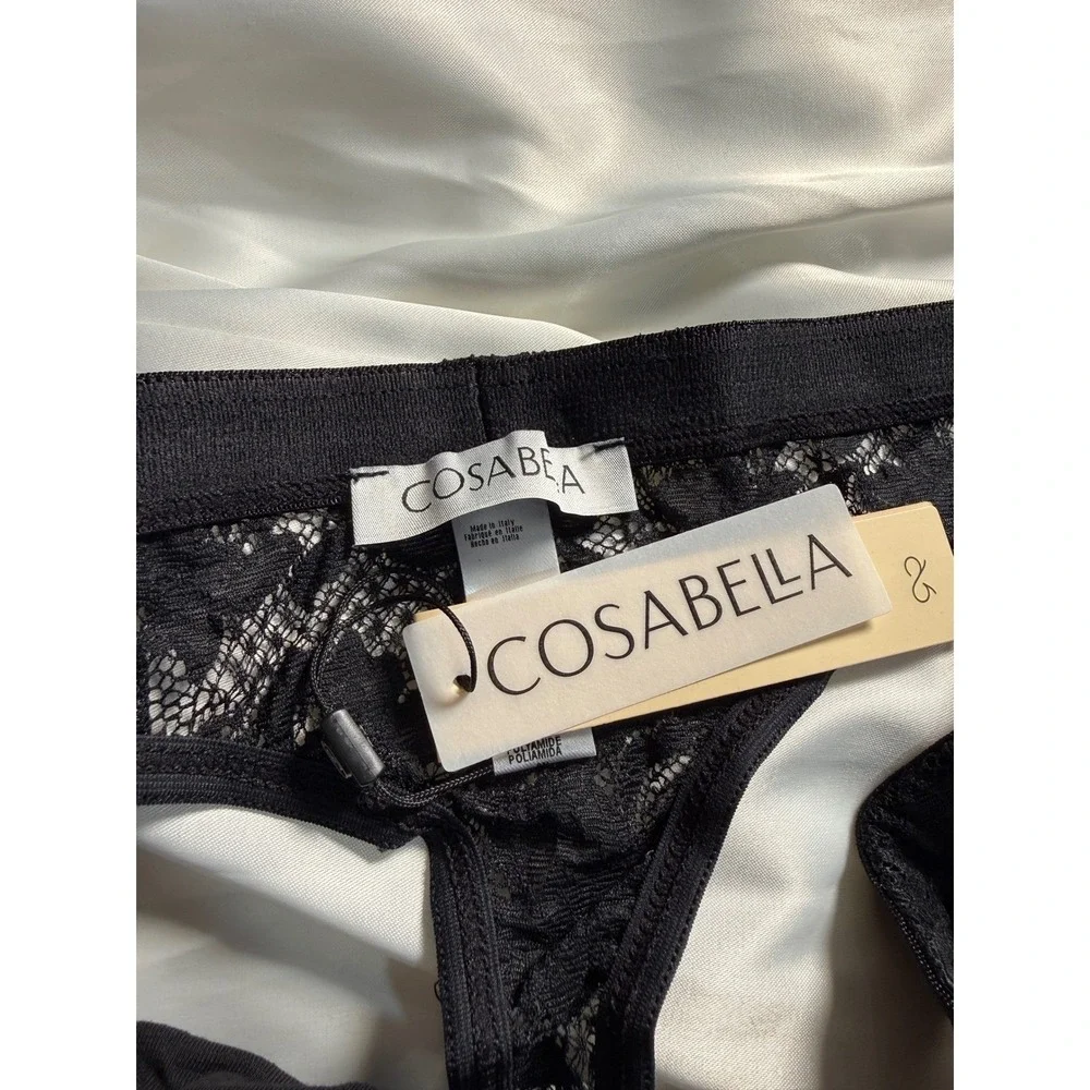 CosaBella Men's Luxury Black Lace G-String Thong  Sheer‎ Designer Underwear M